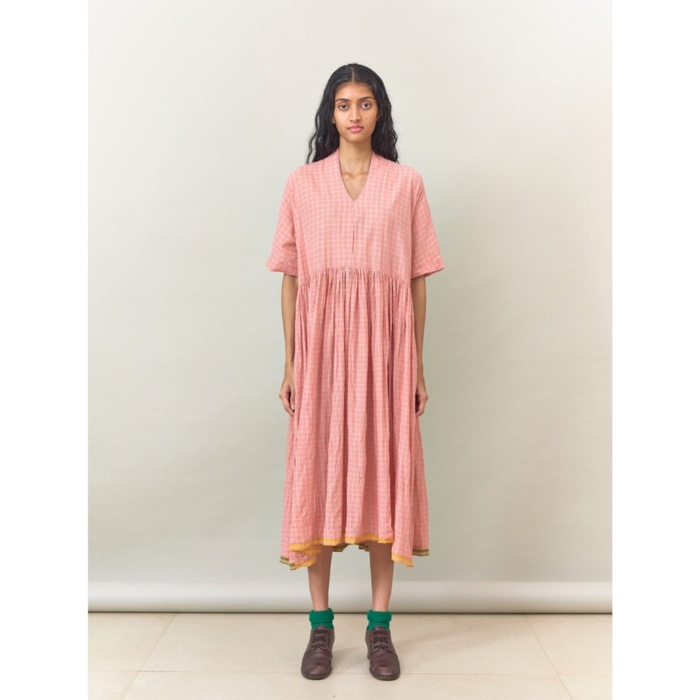 NWT Runaway Bicycle rb Pink Check Handloom Selene Midi Dress S/M Japandi Prairie